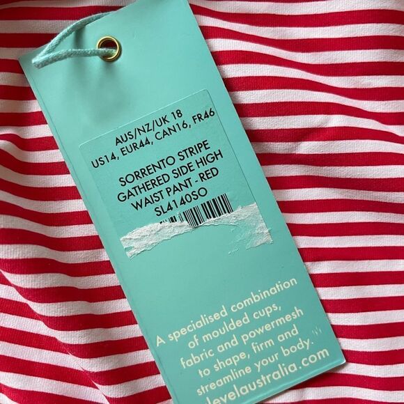 SEA LEVEL Sorrento Stripe High Waist Gathered Side Bikini Bottoms Size 14 - Picture 5 of 8